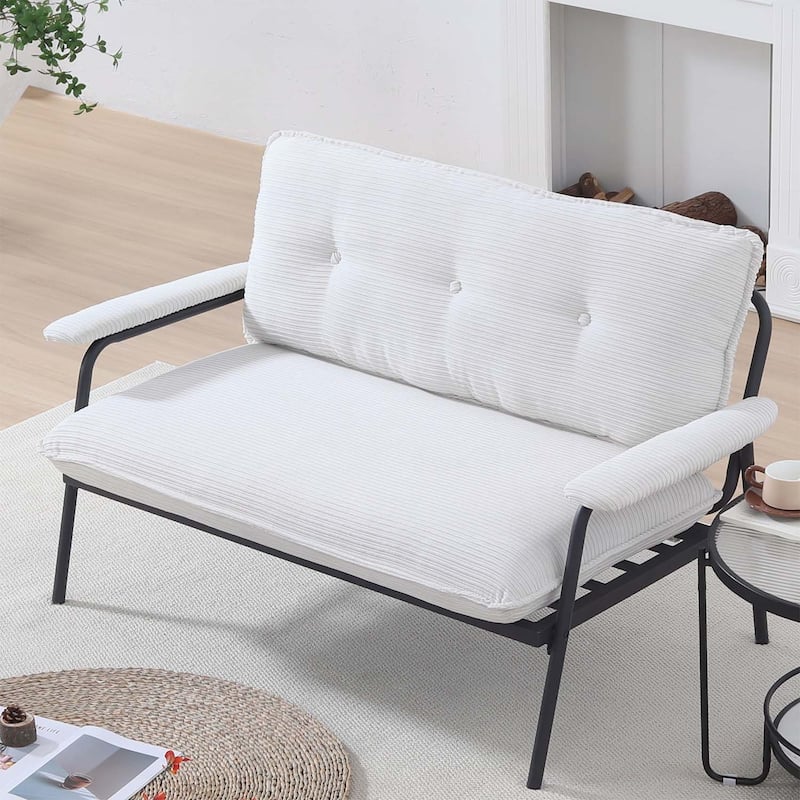 Modern Sofa for Small Apartments,Perfect for Movie Watching and Work - Beige+Black