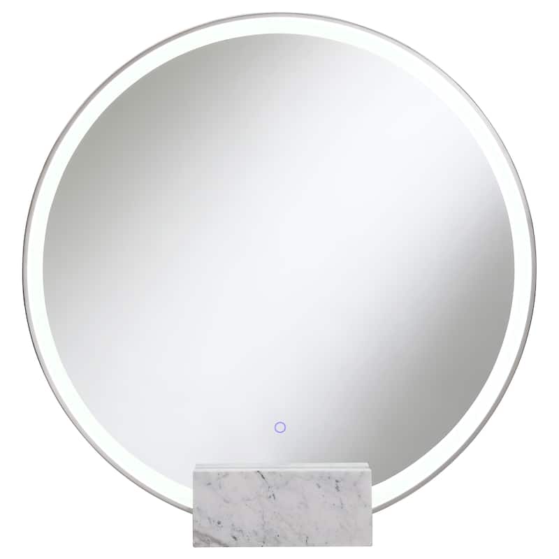 Jocelyn Round LED Vanity Mirror White Marble Base