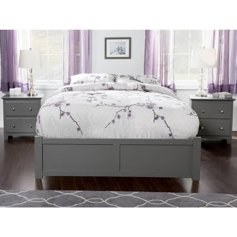 Full Platform Bed with Trundle - Grey Twin Size - Modern Design - HomeStock Furniture