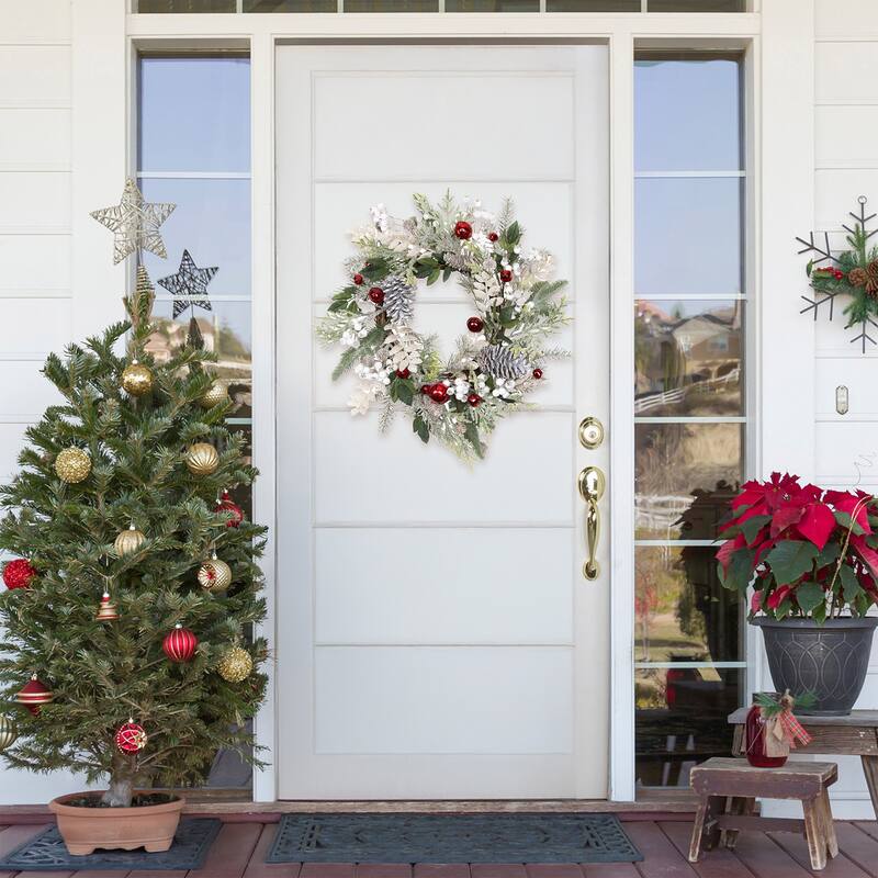 Frosted Pinecones and Berries Artificial Christmas Wreath - 24" - Unlit