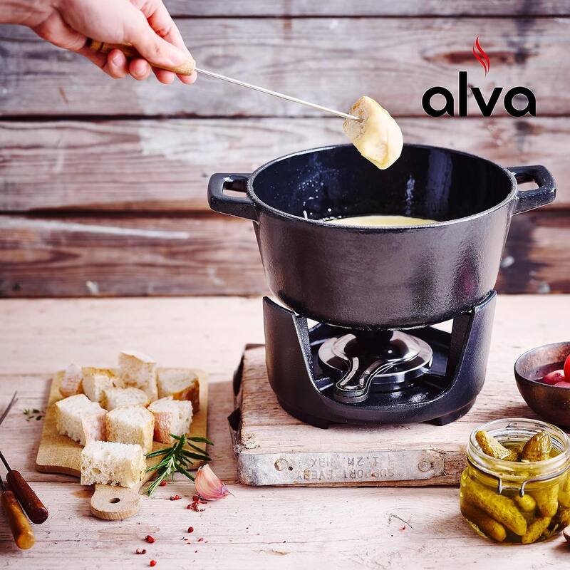 Alva Nori Cast Iron Round Fondue Pot Set with 8 Fondu Forks, 2 Quart Bed Bath & Beyond 40338300