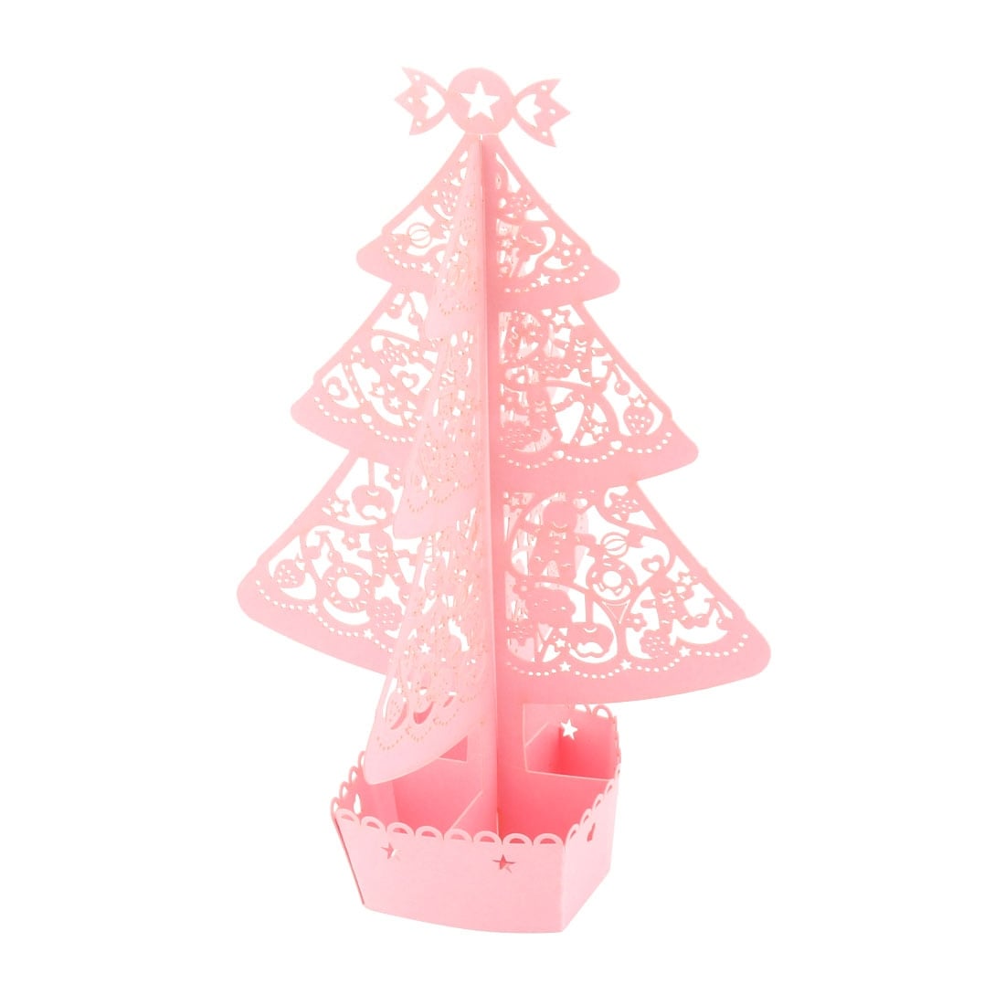 Shop Festival Paper Hollow Out 3d Christmas Tree Design Present Greeting Card Pink On Sale Free Shipping On Orders Over 45 Overstock 28960314