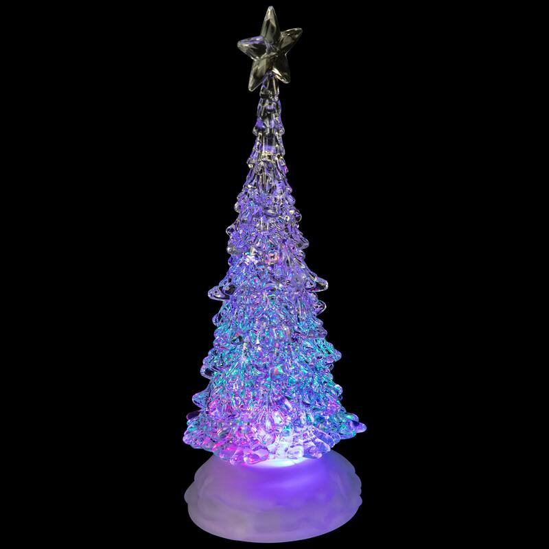 LED Lighted Acrylic Christmas Tree Decoration 10.5" Multi-Color Lights