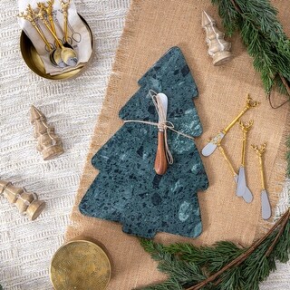 Marble Tree Shaped Cheese/Cutting Board w/ Canape Knife