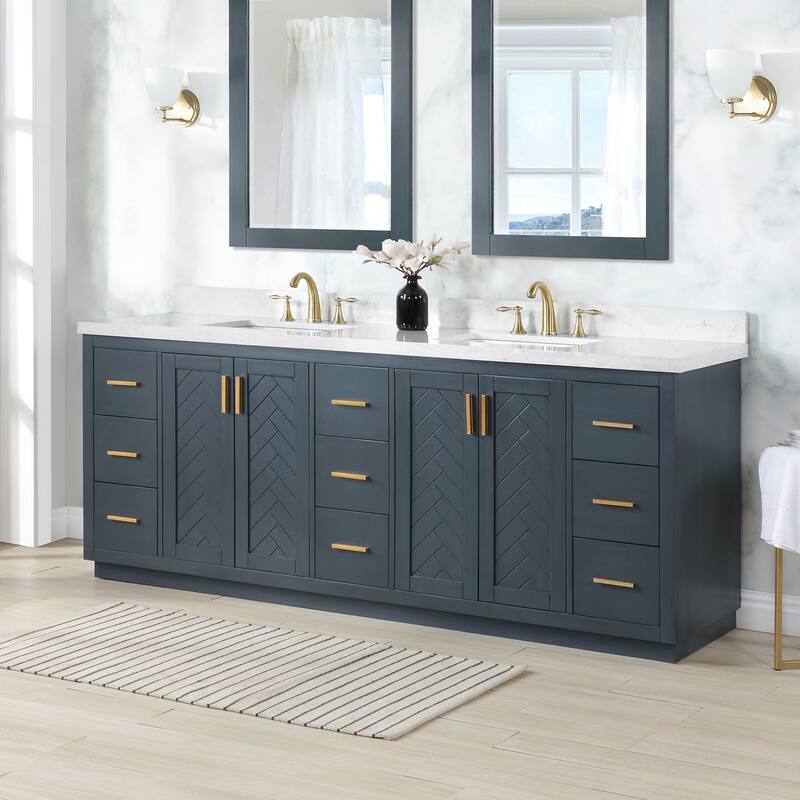 Altair Gazsi Bathroom Vanity with Composite Stone Countertop without Mirror