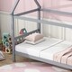 preview thumbnail 4 of 11, Light Grey Rubber Wood House Bed,Twin Size Kids Bed