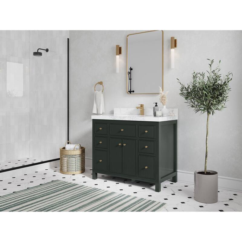 Willow Collections 42 in W x 22 in D Sonoma Free Standing Reeded Single Sink Bathroom Vanity with Countertop