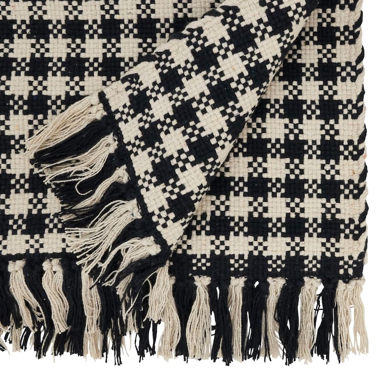 Classic Houndstooth Fringe Table Runner - 16"x72"