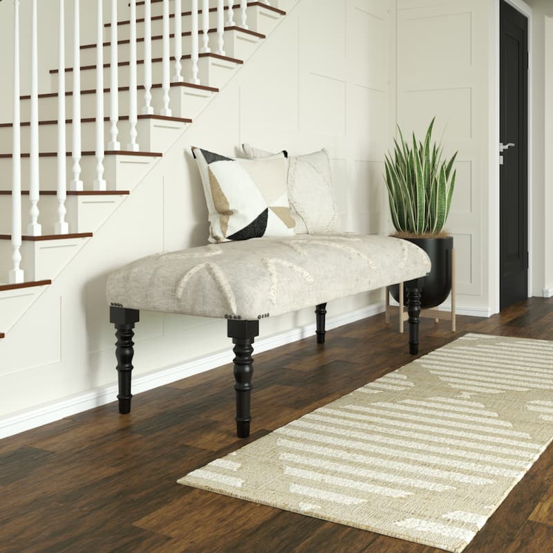 Presidio 47" Upholstered Entryway Bench by Sevita - 47" L x 16" W x 18" H - Cream