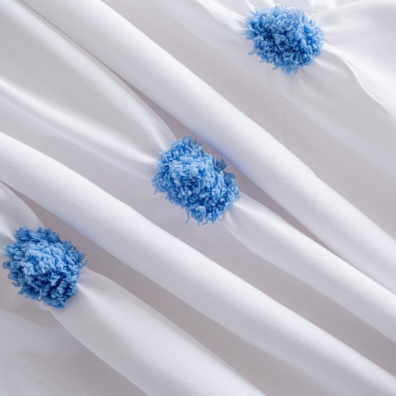 WHOLINENS Microsuede Embroidered Pinch Pleat Duvet Cover Set 3pcs