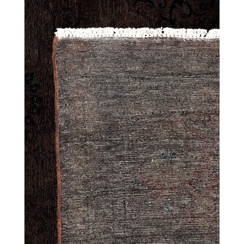 Overton Hand Knotted Wool Vintage Inspired Modern Contemporary Overdyed Black Area Rug - 8' 1" x 9' 8"