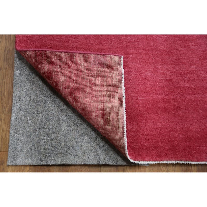 Hand Knotted Oriental 100% Wool Carpet Modern Solid Pink Gabbeh Area Rug - 9' 2'' X 6' 2''