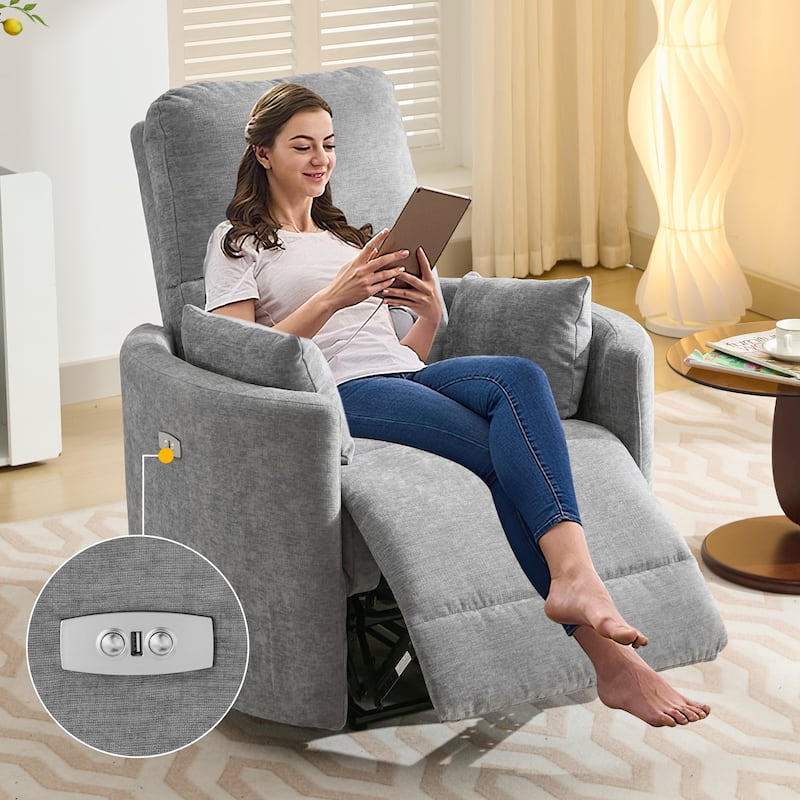 Chenille Power Recliner, 3-position Reclining Chair