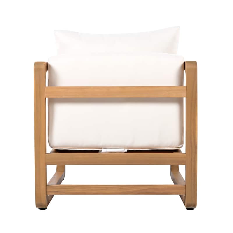 Christopher Knight Home - Marcellus Acacia Wood Oversized Lounge Chair with Removable Cushions (Set of 2)