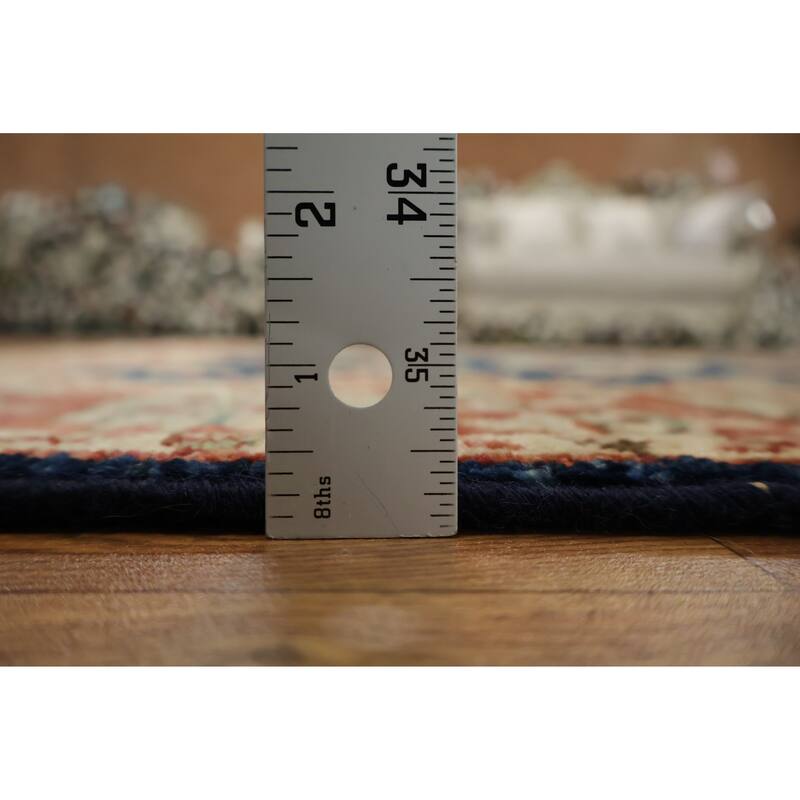 Hand Knotted Oriental 100% Wool Carpet Traditional All-Over Navy Blue & Blues Ziegler Area Rug - 5' 10'' X 4' 1''