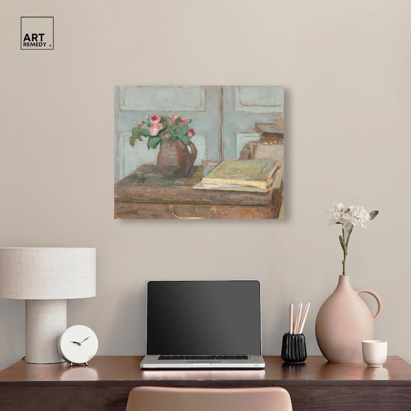 Box and Moss Roses Canvas by Art Remedy, Gallery Wrapped