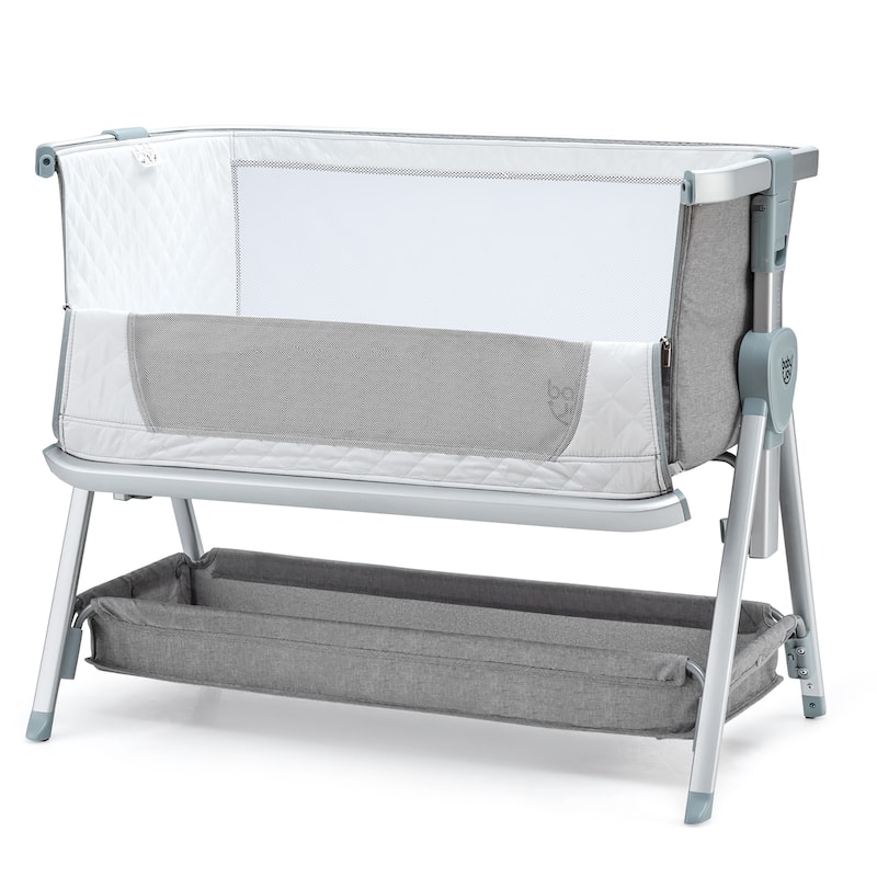 Baby Bassinet Bed Side Crib Adjustable Infant Sleeper Bassinet - Light Grey