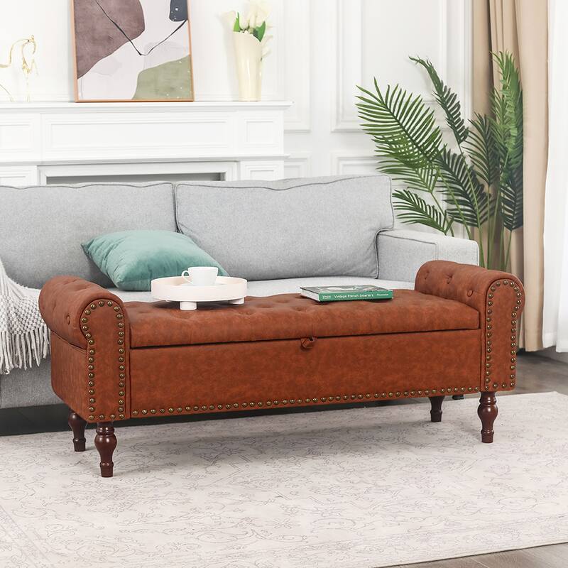 Adeco Storage Ottoman Bench for Bedroom