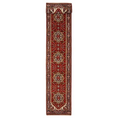 ECARPETGALLERY Hand-knotted Serapi Heritage Red Wool Rug - 2'7 x 20'0