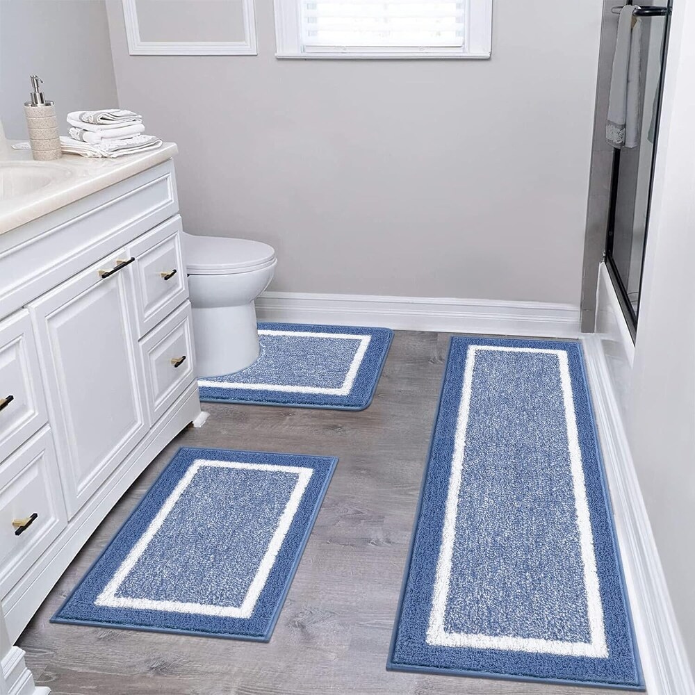Blue 18 x 26 Microfiber Bathroom Rugs and Bath Mats Bed Bath