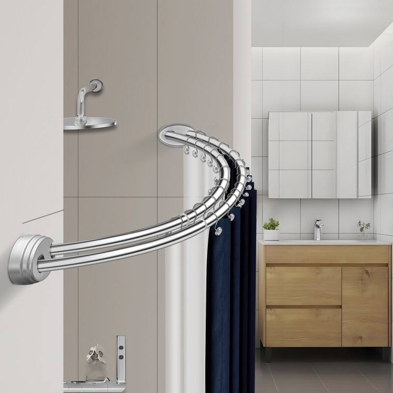 Utopia Alley Rustproof Wall Mounted Aluminum Double Curved Shower Curtain Rod, Screw Mount Rod, Adjustable Rod from 45" to 72"