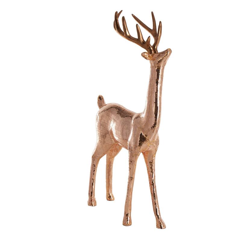 Silver or Copper Fiberglass Floor Reindeer Decorative Christmas Sculpture with Mosaic Pattern
