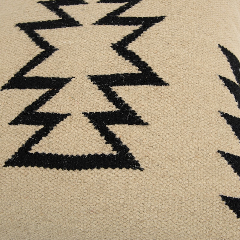 Rizzy Home Beige and Black Southwest Hand-crafted Throw Pillow