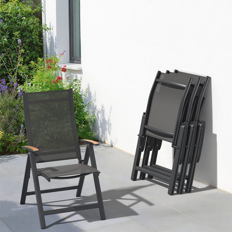 VredHom Outdoor Patio Folding Chairs Aluminum Dining Chair