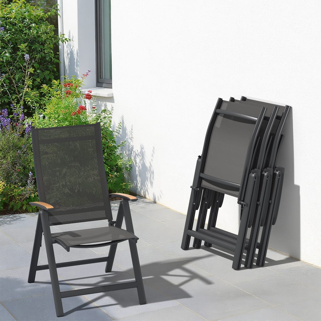 VredHom Outdoor Patio Folding Chairs Aluminum Dining Chair