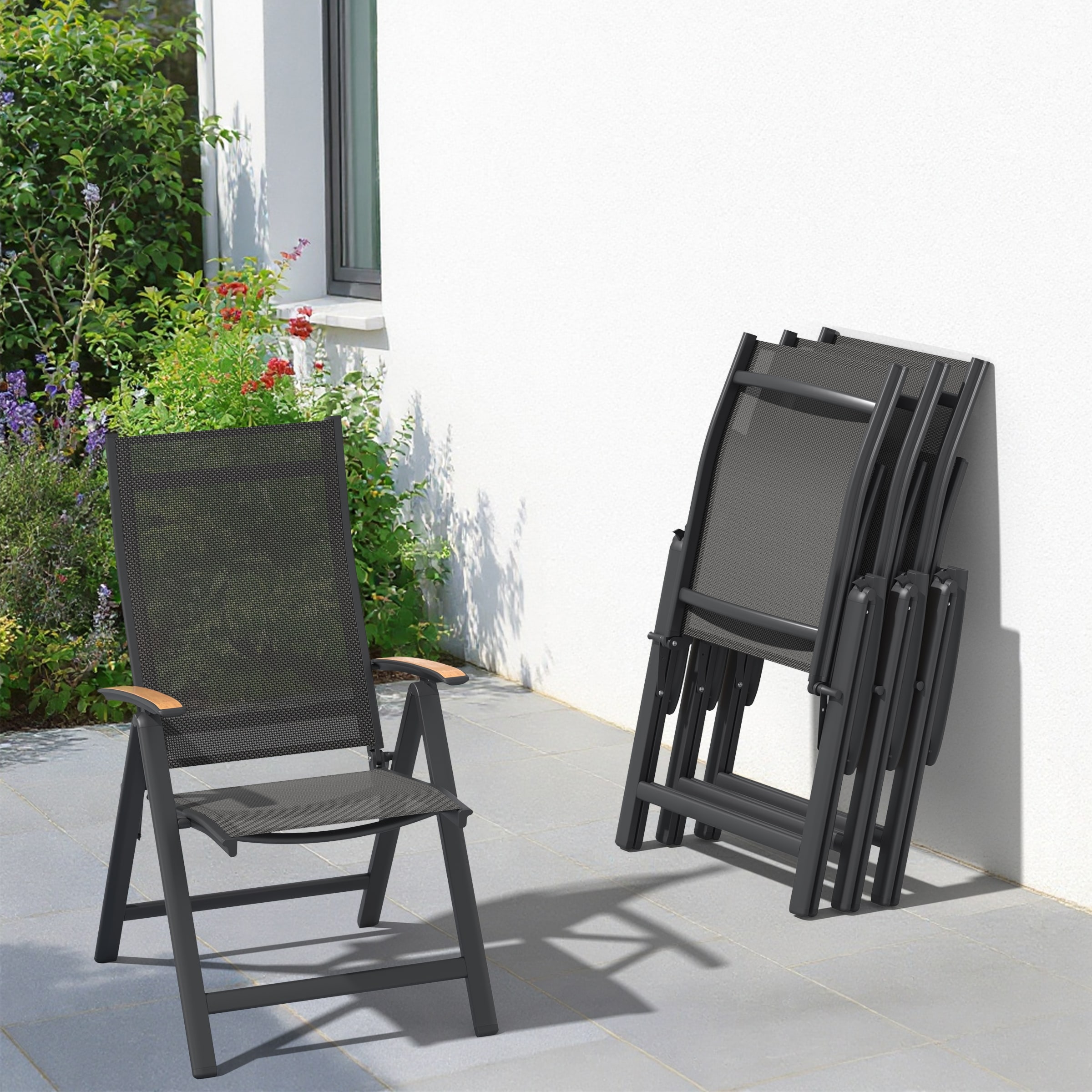 VredHom Outdoor Patio Folding Chairs Aluminum Dining Chair