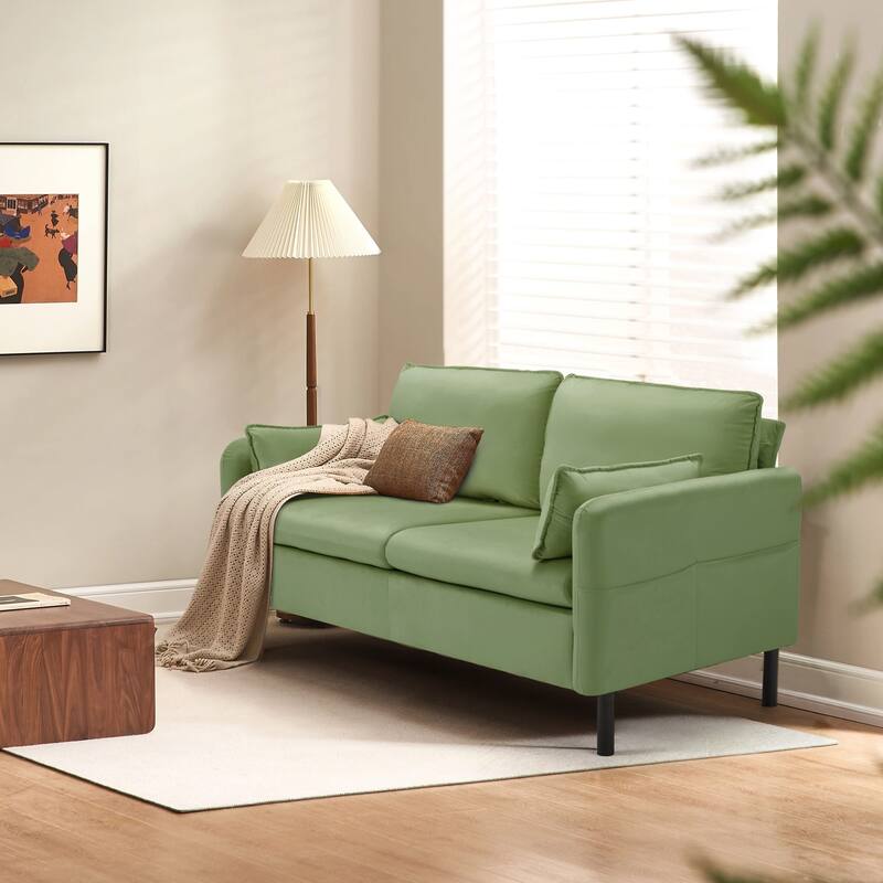 Modern double sofa for small spaces with storage, 2 soft cushions