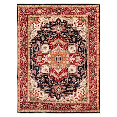 ECARPETGALLERY Hand-knotted Serapi Heritage Dark Navy, Red Wool Rug - 8'10 x 11'8