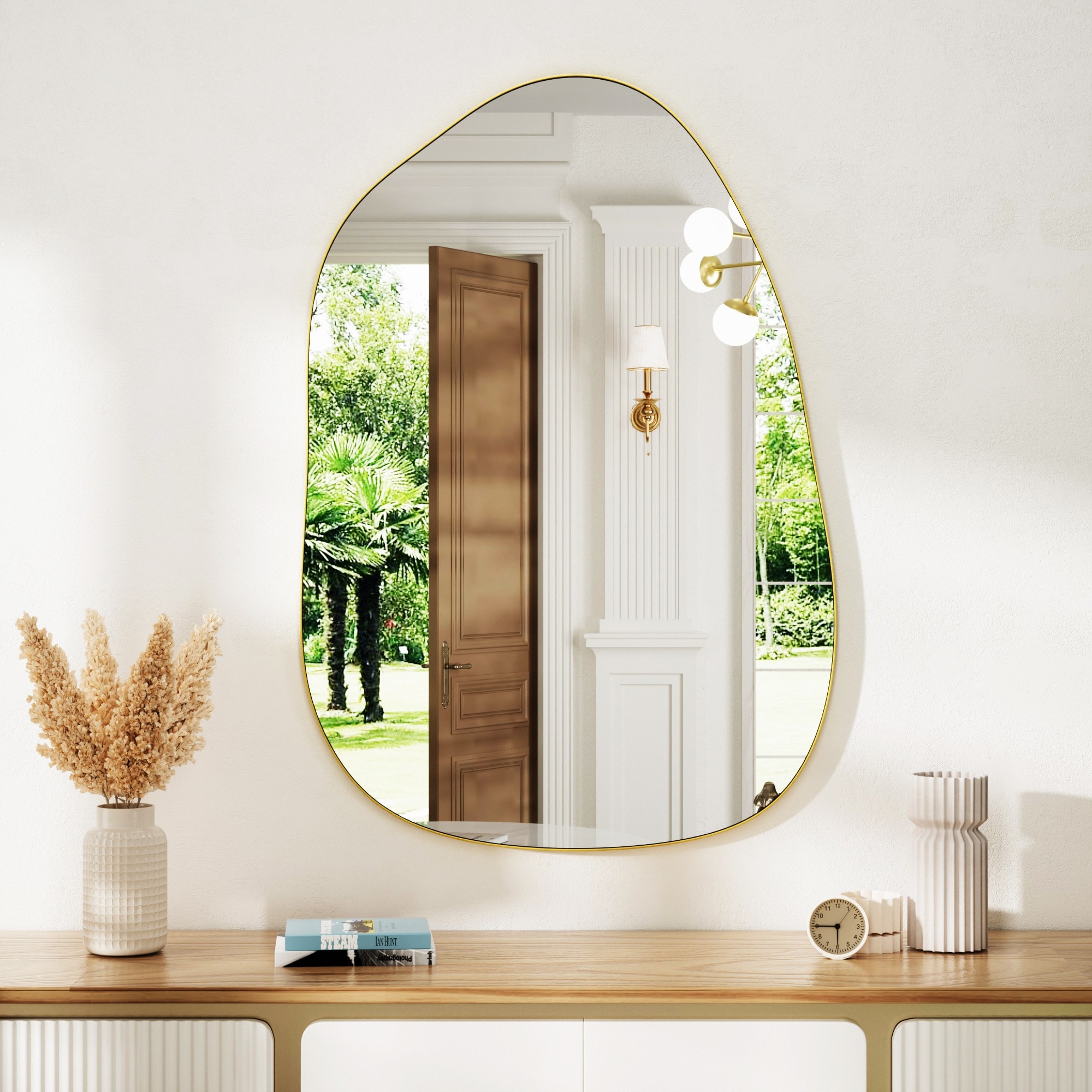 Asymmetrical Wall Mirror, Irregular Metal Frame Bathroom Vanity Mirror