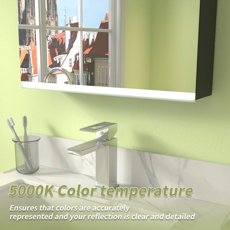 ExBrite LED Bathroom Medicine Cabinet with Mirror,Casement Door,Surface mounting only