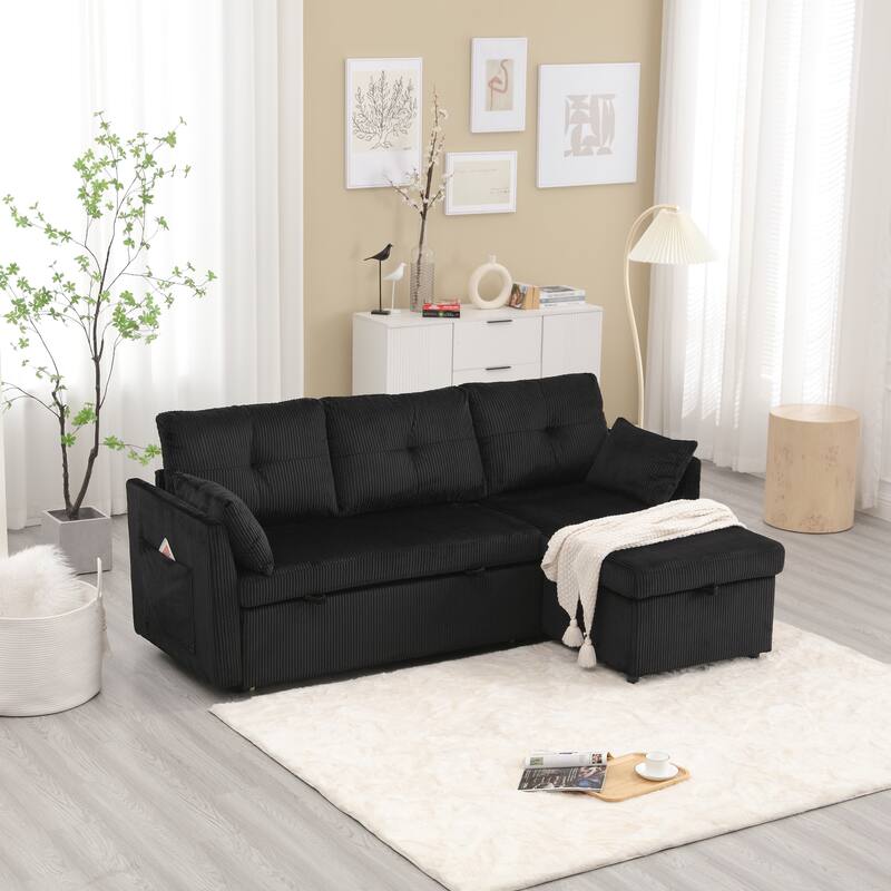 L-shaped multi-functional reversible storage Velvet combination sofa