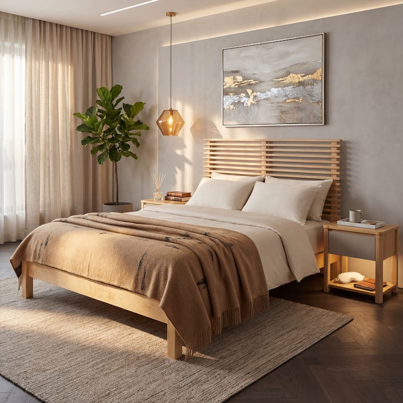 Christopher Knight Home - Arden Modern Wooden Bed Frame with Headboard - Natural - Queen