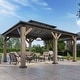 preview thumbnail 15 of 62, Aoxun Outdoor Cedar Wood Gazebo with Double Hardtop Roof