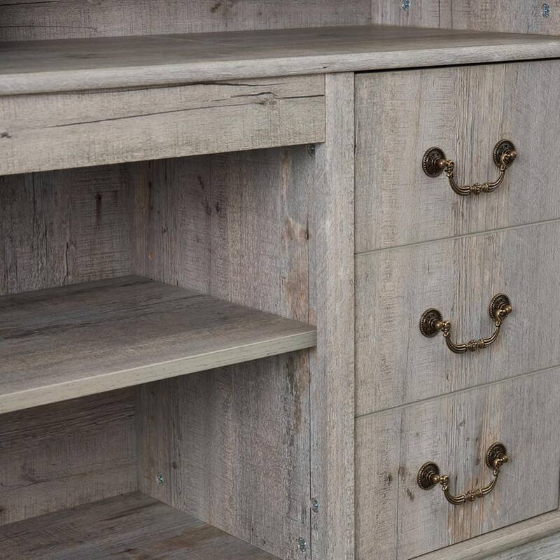 Roomfitters Traditional TV Media Stand, Farmhouse Rustic Entertainment Console, Up to 65" TV, Open and Closed Storage Space