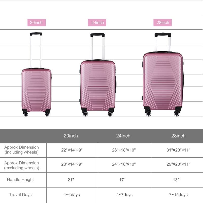 Luggage Sets, 3 Piece Luggage Expandable Suitcase Set, ABS Hardshell 4-Wheel Spinner Luggage with TSA Lock