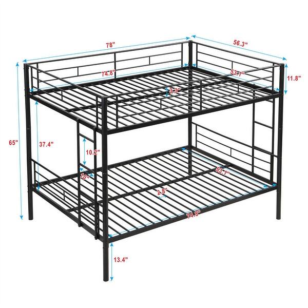 Black Metal Full Over Full Bunk Bed Kids Bed with Under-bed Storage