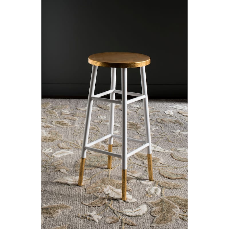 SAFAVIEH Rosita 30-inch Navy/ Gold Bar Stool - 13.5" x 13.5" x 30" - 14Wx14Dx30H - White/Gold