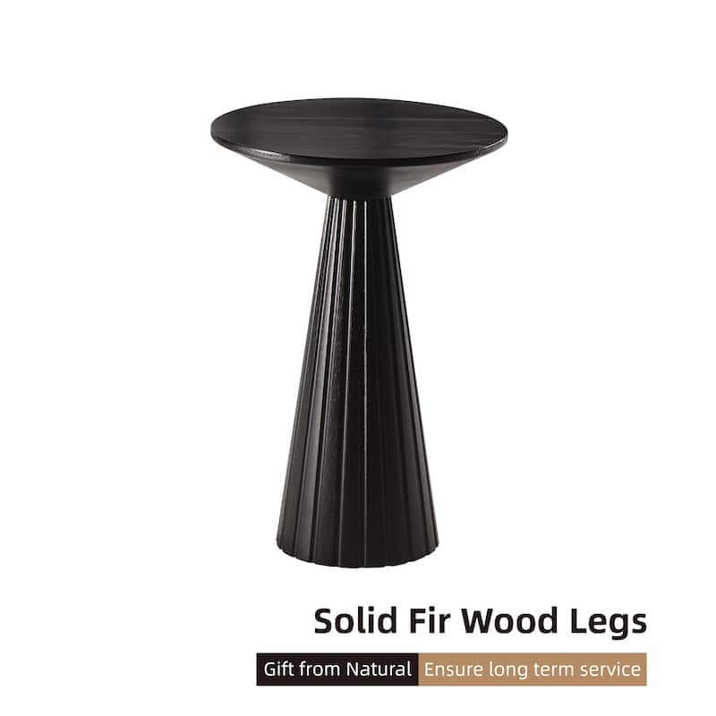 COZAYH Farmhouse Pedestal End Table, Round Martini Table Wood Plant Stand Rustic Small Drink Table for Living Room, Bedroom