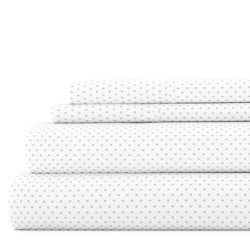 Becky Cameron 4 Piece Deep Pocket Stippled Pattern Bed Sheet Set - Queen - Light Grey