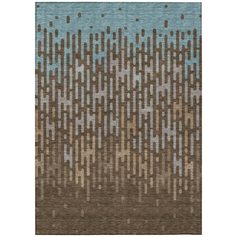 Machine Washable Indoor/ Outdoor Modern Kingman Chantille Rug