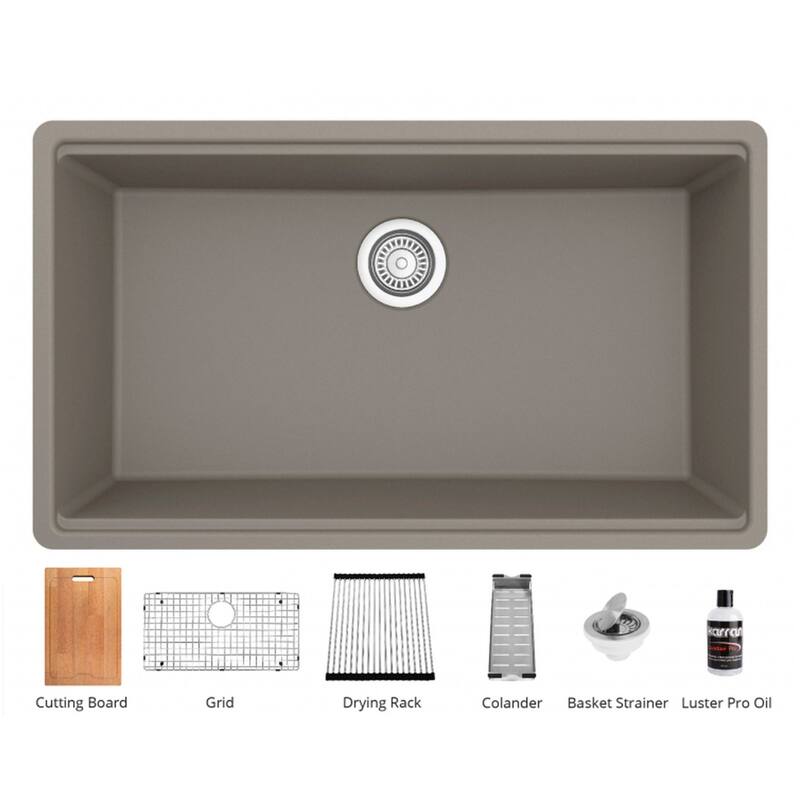 Karran USA QUWS-875 Undermount 32-1/2" Large Single Bowl - Concrete