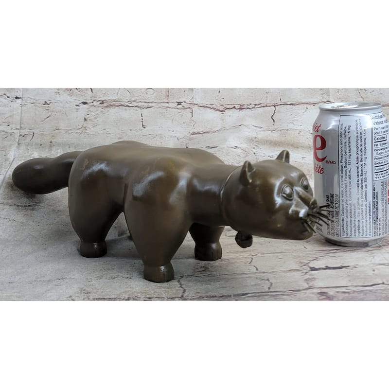 Handcrafted Large Botero Cat Gato Feline Animal Bronze Sculpture Figurine Figure