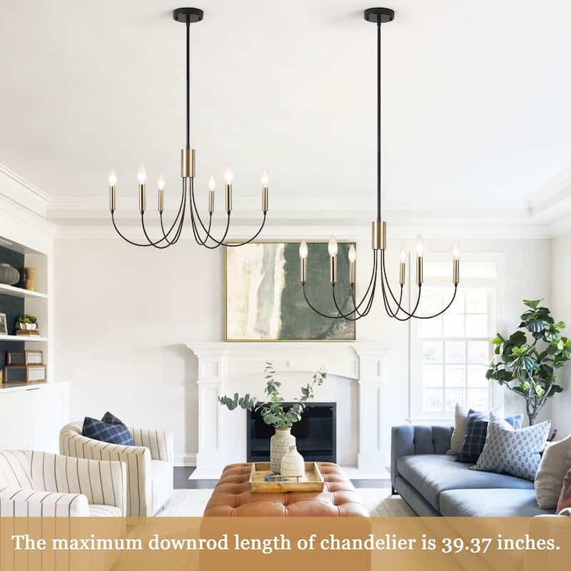 Modern Minimalist 6 - Light Hanging Candlestick Chandelier for Living Room Kitchen Island Bedroom Entryway - N/A