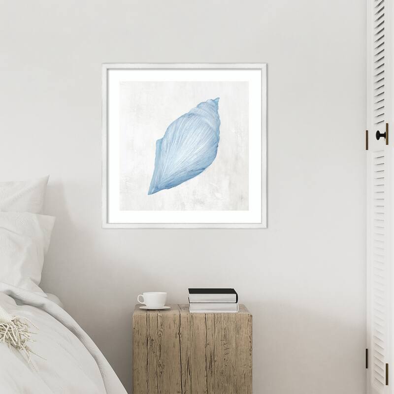 Light Blue Seashell No. 2 by Hannah Dawson Wood Framed Wall Art Print