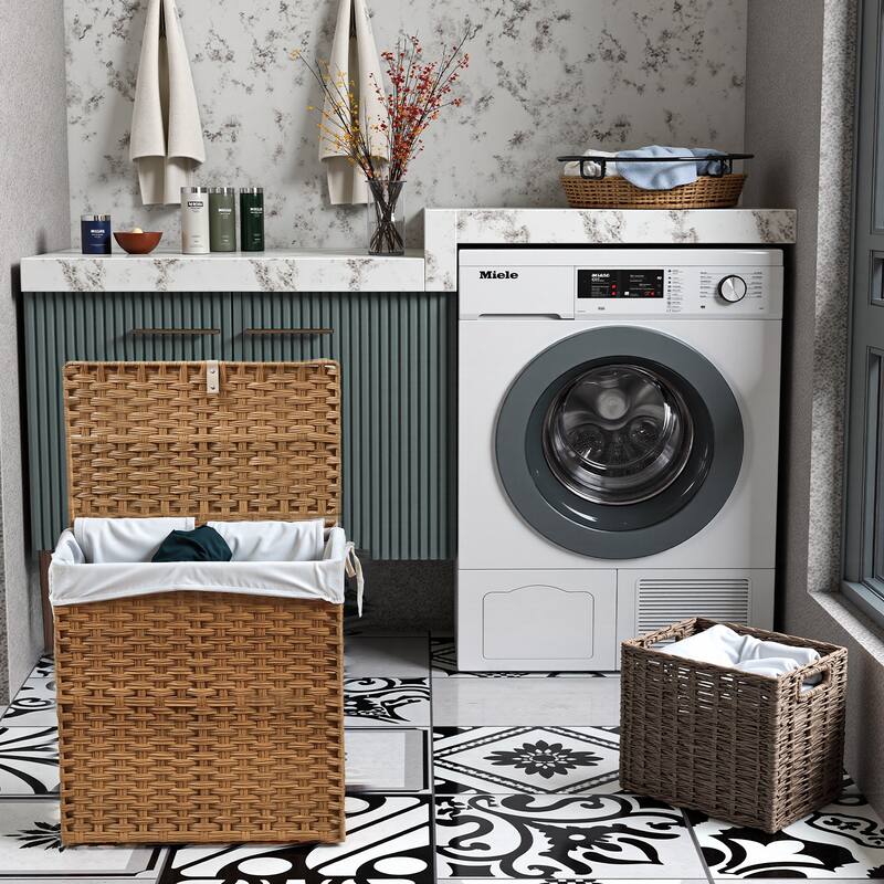 90L Foldable Laundry Hamper with Lid & Removable Bags