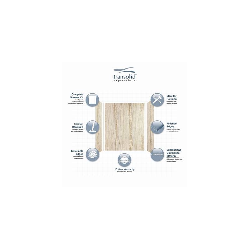 Transolid Expressions 32-in X 60-in X 72-in Glue to Wall Shower/Walls - 60" x 32" x 72" - 60" x 32" x 72"